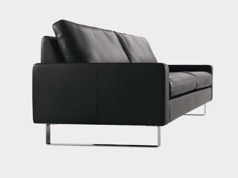 Ontwerp Origineel Cor Donkerbruine leren bank met verchroomde poten
