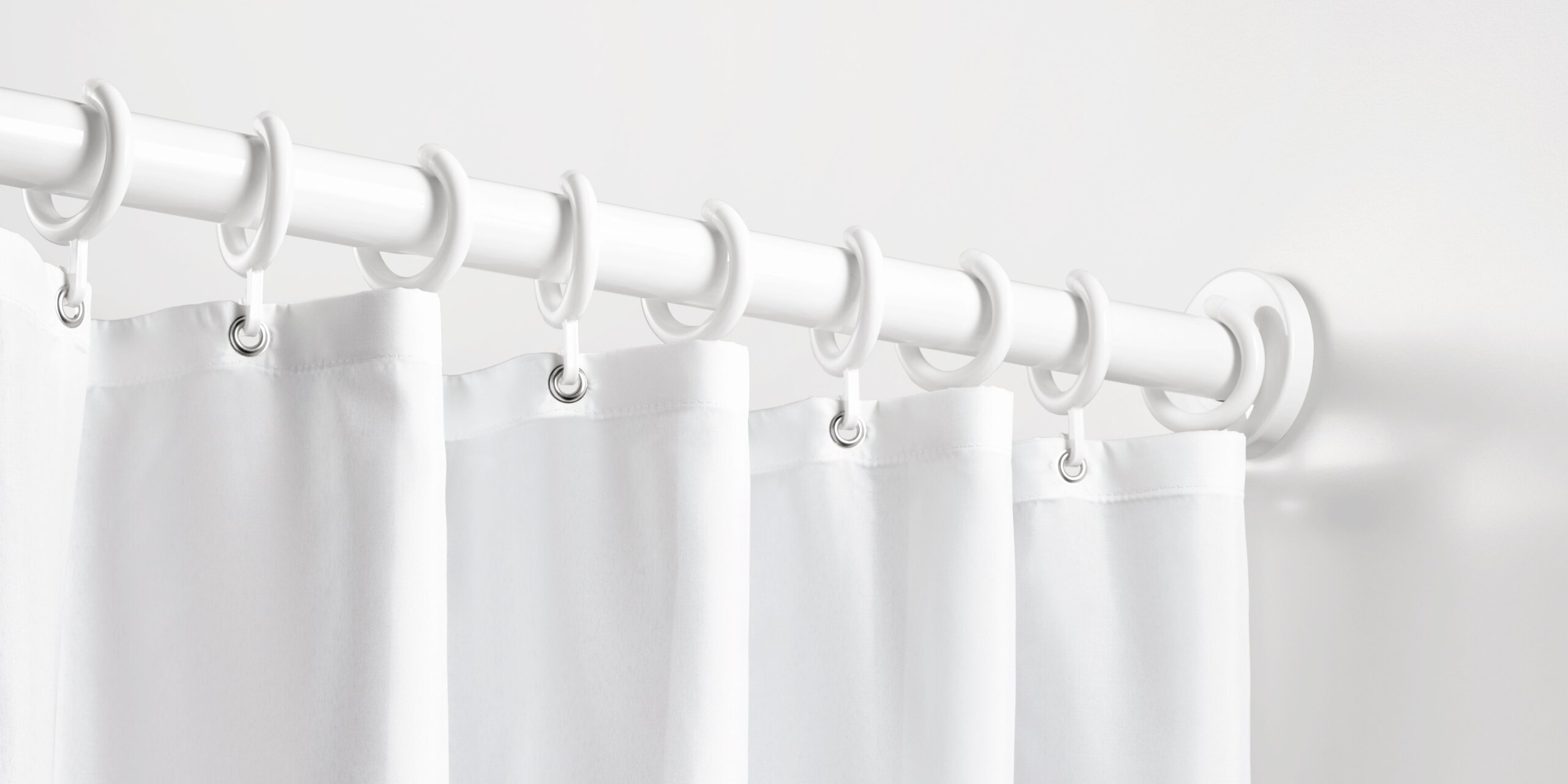 Shower curtain in the color white